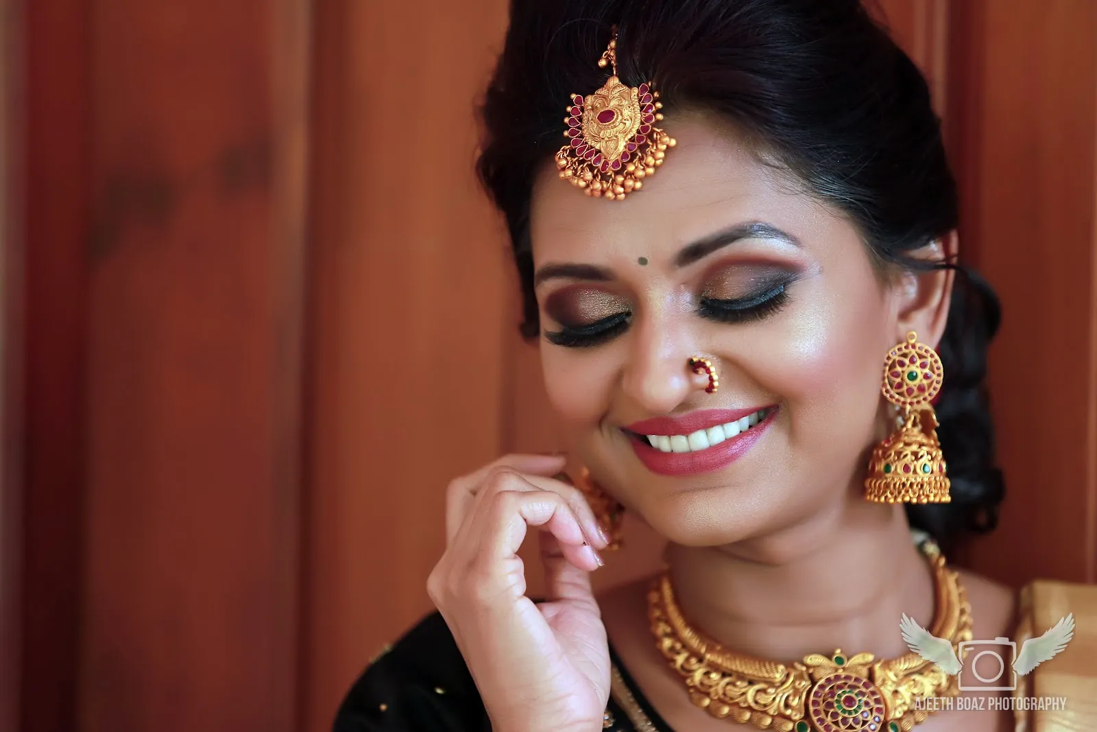 Bridal model portrait with jewellery and nose ring — model portfolio photography by Ajeeth Boaz Photography, Chennai